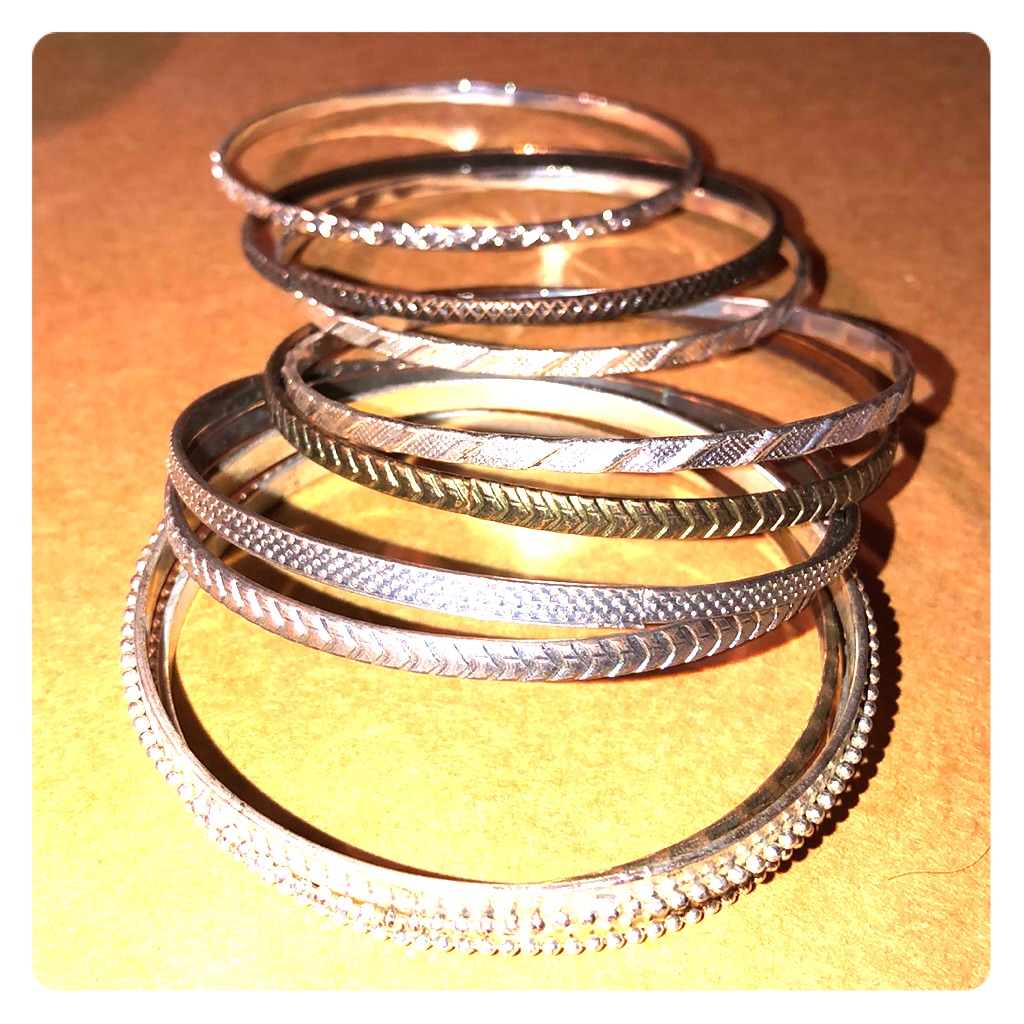 Silver & Bronze Stackable Bracelets